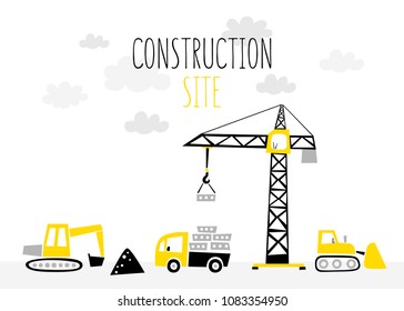 Set of the construction equipment and machinery