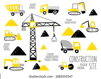Set of the construction equipment and machinery