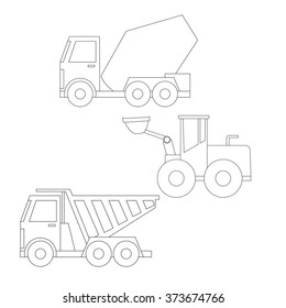 Set of construction equipment and tools, vector image.flat icons and line drawings