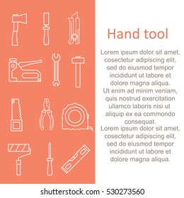 Set of construction hand tools. Instruments for building and repair. Vector illustration.