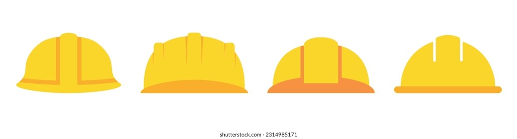 Set of construction helmet vector icons. Safety hardhat. Wear plastic helmet on work.EPS 10