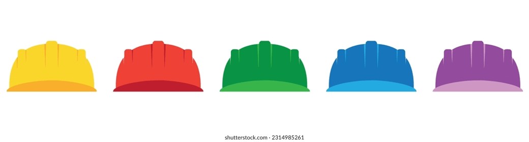 Set of construction helmet vector icons. Safety hardhat. Wear plastic helmet on work.EPS 10