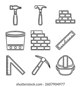 Set of construction icon illustration insurance labour maintenance electrician