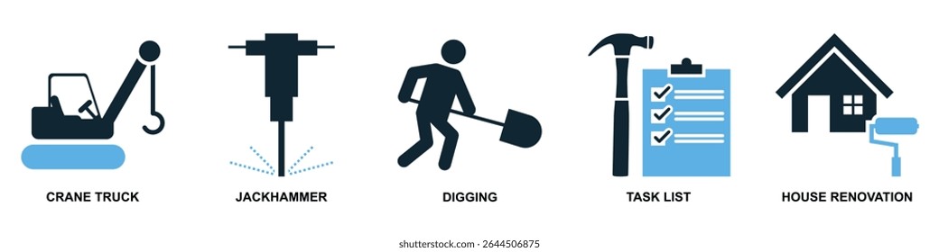Set construction icon vector illustrating building a scene or stage. Ideal for film, theater, events, exhibition design, and creative production themes.	
