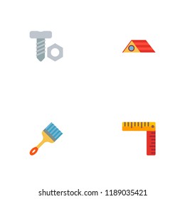 Set of construction icons flat style symbols with ruler, bolt, straight edge brush and other icons for your web mobile app logo design.