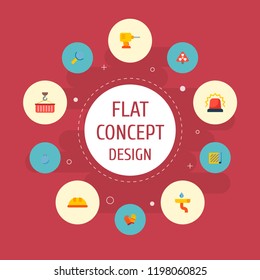 Set of construction icons flat style symbols with safety helmet, house plan, gutter and other icons for your web mobile app logo design.