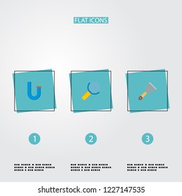Set of construction icons flat style symbols with putty knife, electric saw, pipe and other icons for your web mobile app logo design.