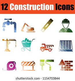 Set of Construction icons. Gradient color design. Vector illustration.