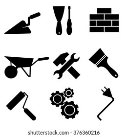 Set of construction icons isolated on white background, vector illustration