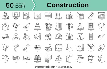 Set of construction icons. Line art style icons bundle. vector illustration