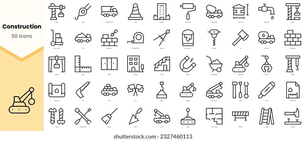 Set of construction Icons. Simple line art style icons pack. Vector illustration