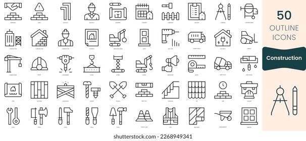 Set of construction icons. Thin linear style icons Pack. Vector Illustration