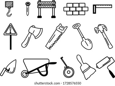 A Set of construction illustration suitable for any building and landmark content with doodle cartoon style