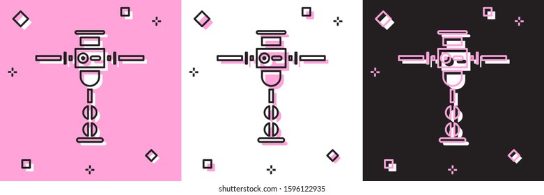 Set Construction jackhammer icon isolated on pink and white, black background.  Vector Illustration