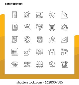 Set of Construction Line Icon set 25 Icons. Vector Minimalism Style Design Black Icons Set. Linear pictogram pack.