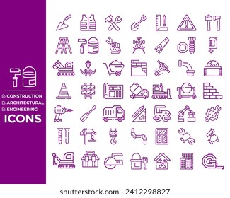 Set of construction machinery icons