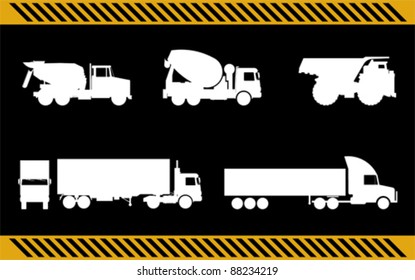 set of construction machinery trucks isolated