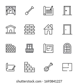 Set of construction related vector line icons. Premium linear symbols pack. Vector illustration isolated on a white background. Web symbols for web sites and mobile app. Trendy design. 