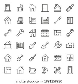 Set Construction Related Vector Line Icons Stock Vector (Royalty Free ...