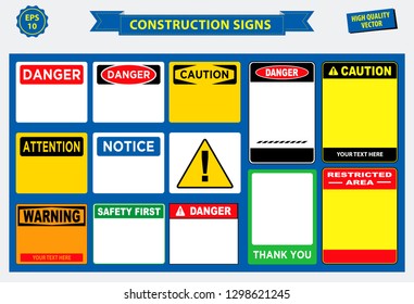 set of construction sign template. eps vector