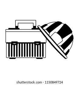 Set of construction tools in black and white