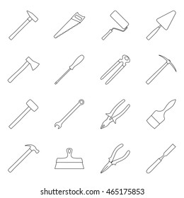 Set of construction tools, collection of tool icons, vector illustration