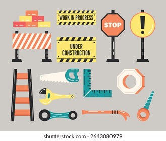 Set of Construction tools element collection