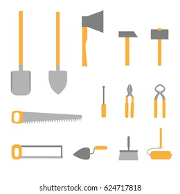 A set of construction tools isolated. Flat design style in vector.