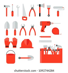 Set of construction tools on a white background. Vector concept - Home renovation