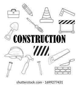 set of construction tools. On white background