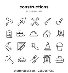 conjunto de herramientas de construcción colecciones de iconos de esquema