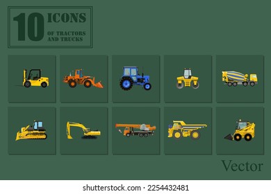 A set of construction trucks.Vector illustration.