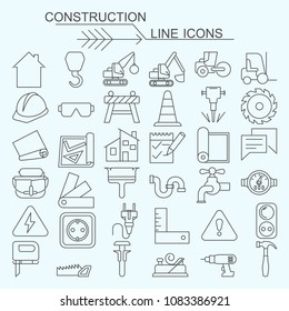 Set construction vector line icons editable stroke