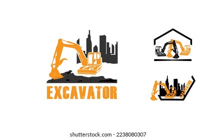 Set of Construction Vehicle logo designs vector, Excavator logo