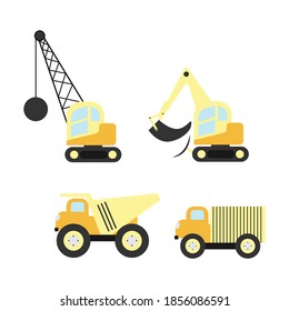 set of construction vehicle, simple vector illustration