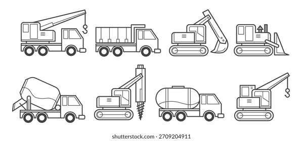 Set of construction vehicle vector illustration