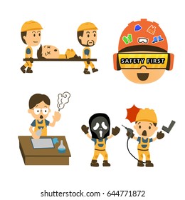Set of Construction worker, Accident working, safety first, health and safety, vector illustrator