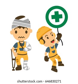 Set of Construction worker, Accident working, safety first, health and safety, vector illustrator