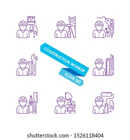 Conjunto de trabajadores de la construcción con diseño plano, simple y muy interesante y contiene el significado correcto en el campo de trabajo.