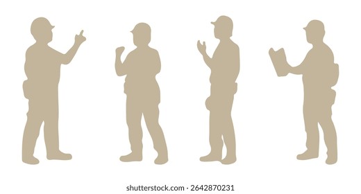 Conjunto de silhuetas dos trabalhadores da construção ilustração isolada do vetor.