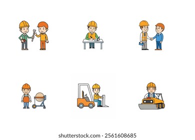 Set of Construction working vector illustration