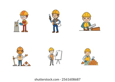 Set of Construction working vector illustration