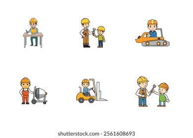 Set of Construction working vector illustration