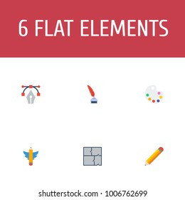 Set of constructive icons flat style symbols with bezier curve, palette, pencil and other icons for your web mobile app logo design.