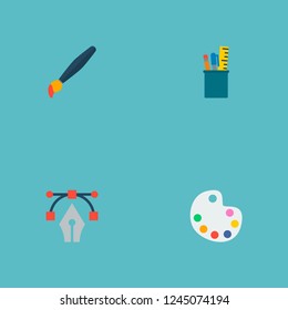 Set of constructive icons flat style symbols with paintbrush, drawing tools, palette and other icons for your web mobile app logo design.