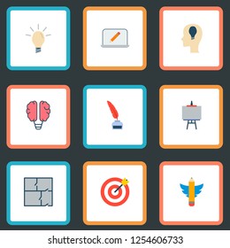 Set of constructive icons flat style symbols with brain, property plan, idea and other icons for your web mobile app logo design.