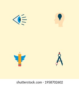 Set of constructive icons flat style symbols with concept, compasses, vision and other icons for your web mobile app logo design.