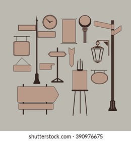 Set constructor of signboard in retro colors, vector