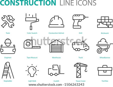 set of constuction icons, engineer, builder
