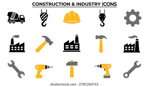set of constuction and industry icons set